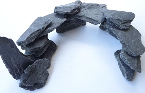 USA Natural Slate 3-5" for Aquariums, Reptiles, Terrariums, Miniatures 12lb | Hand sorted, tumbled & washed in the US by our family-owned small business. Great in paludariums, mosaics & fairy gardens too - size: 12 Pounds