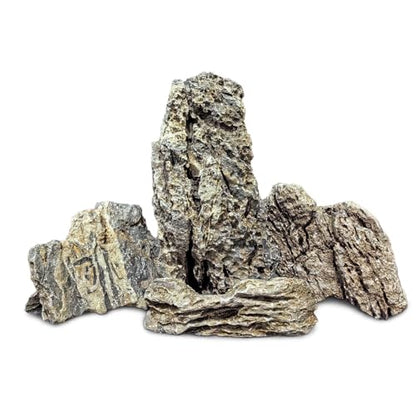 PINVNBY Natural Seiryu Stones, Aquariums Slate Stone Decorative Rocks for Fish Tank, Terrariums, Paludarium, Vivariums, Reptile and Amphibian Enclosures, Aquascaping (4.5lb)