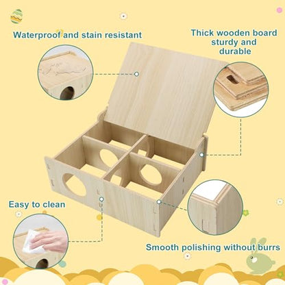 Hamster and Mouse Wooden Tunnel Cage Secret Peep Shed Waterproof | Chamber Hideout & Tunnel Exploring Toys Easy to install