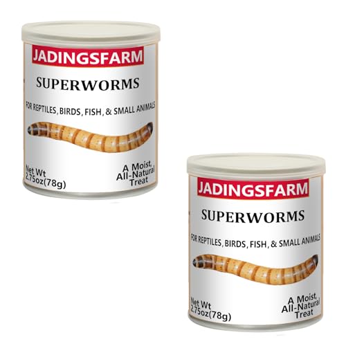 2 Pack Gourmet Canned Superworms for Reptiles & Exotic Pets, Healthy High Protein Pet Treats, Supe Worms for Lizards, Reptiles, Birds, Fish, Hedgehogs etc, 5.5 oz Total