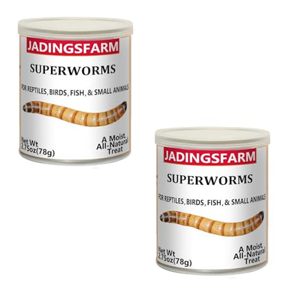 2 Pack Gourmet Canned Superworms for Reptiles & Exotic Pets, Healthy High Protein Pet Treats, Supe Worms for Lizards, Reptiles, Birds, Fish, Hedgehogs etc, 5.5 oz Total