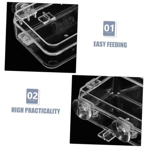 HANABASS Water Bowl Suction Cup Reptile Feeder Bowl Gecko Feeding Snake Water Dish Escape Design - color: Transparent, size: 9.00X6.00X3.50CM