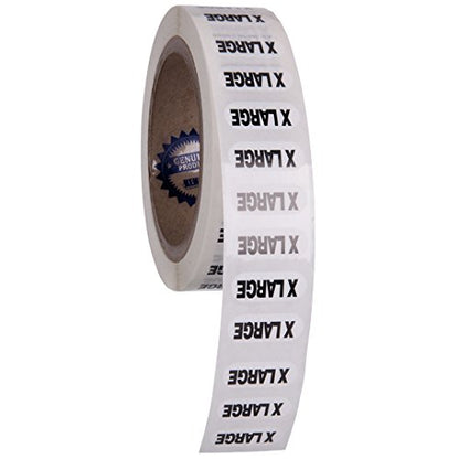 Clothing Size Strip Labels - 1.25" X 5" - 250 Strips Per Roll - Clear with Black and White Ink by Kenco (Extra Large) - size: Extra Large