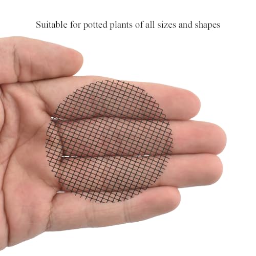 HAHIYO 100PCs 2Inch/5Cm Black Round Glassfibre Flower Pot Hole Mesh Pad Bottom Grid Mat Bonsai Drainage mesh Hole Screens Gasket Prevent Soil Loss Breathable Gasket Drainage Netting for Bonsai - size: Round-2In-50P