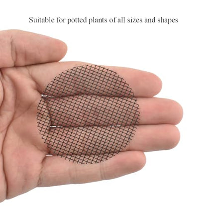 HAHIYO 100PCs 2Inch/5Cm Black Round Glassfibre Flower Pot Hole Mesh Pad Bottom Grid Mat Bonsai Drainage mesh Hole Screens Gasket Prevent Soil Loss Breathable Gasket Drainage Netting for Bonsai - size: Round-2In-50P