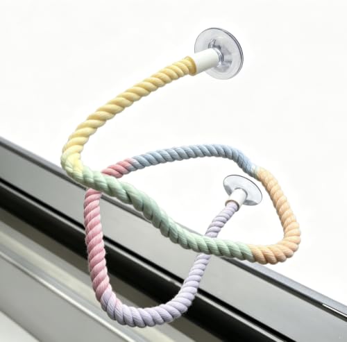 Gradient Cotton Rope Bendable Climbing Vine with Suction Cups, Flexible Twisted Bird Perch & Reptile Decor for Parakeet Cockatiel Parrot Ball Python Corn Snake Lizard Gecko