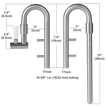 Stainless Steel Lily Pipe Set – Premium Inflow & Outflow with Detachable Skimmer – Fish & Shrimp Safe, Easy Maintenance (17mm for 16/22mm (5/8'' i.d.) tubing)