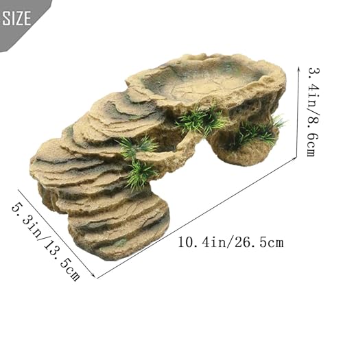 PINVNBY Turtle Basking Platform,Tortoise Resin Dock Resting Rock Reptile Habitat Ornament Hiding Cave Floating Ledge Aquarium Decoration for Bearded Dragons,Lizard,Newts,Frogs