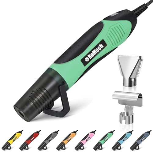 350W Heat Gun with 2 Nozzles, Dual Temp Heat Gun 400°F-660°F, Fast Heat Hot Air Gun with Overload Protection for DIY Craft Embossing Shrink Wrapping (Green) - color: Green