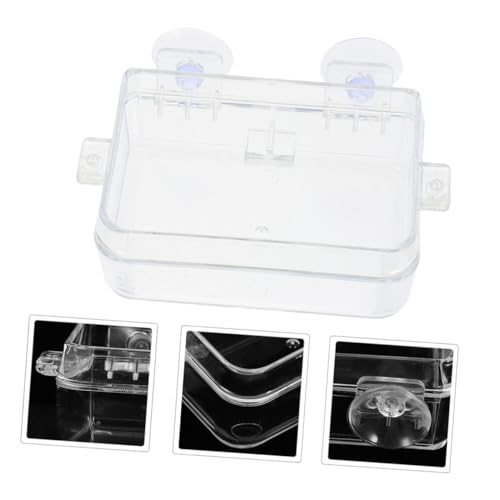 HANABASS Reptile Feeding Bowl Cup Transparent -Escape and Food for Lizards Geckos Bearded Dragons and Chameleons Easy to Clean and Maintain - color: Transparent, size: 13.50X6.50X3.50CM