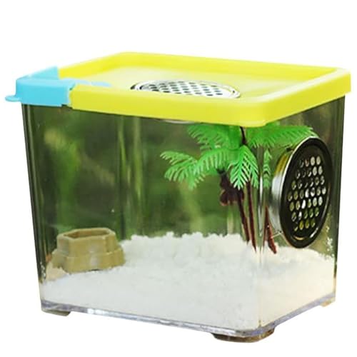 Reptile Growth Tank, Reptile Terrarium Vivarium for Small Incects, Reptile Feeding Box for Jumping Spider, Scorpion, Mantis, Snail, Climbing Pet Container, Reptile Habitat Breeding Box,S - color: S