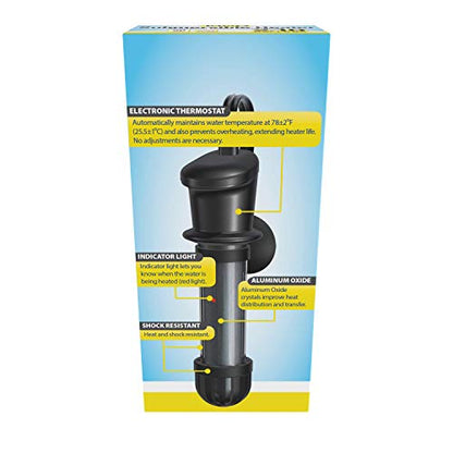 Tetra HT Submersible Aquarium Heater With Electronic Thermostat, 50-Watt, 2-10 Gallon | Automatic Thermostat Keeps Water At 78 Degrees, Easy To Use - Attaches To Aquarium Wall, Heat & Shock Resistant - size: 2-10 Gallon