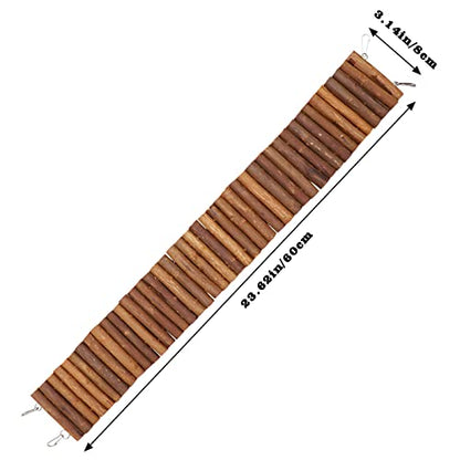 Rat Ladder Bridge, Wooden Hamster Climbing Ladder Toy, Small Animals Cage Accessories for Bird Parrot Hamster Mouse Rat Sugar Glider Hermit Crab Sugar Glider Chinchilla(23.62x3.14 Inches) - color: Willow Wood