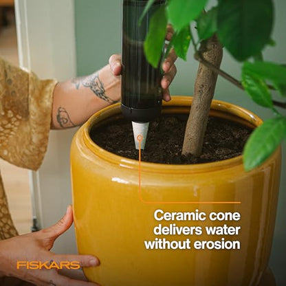Fiskars 11.75oz Self-Watering Spike for Indoor Plants While Away | Vacation & Travel Plant Care, Continuous Hydration, Porous Ceramic Cone Stake for Slow Release - size: Watering Spike