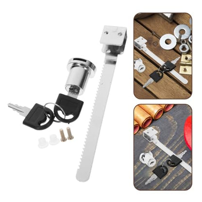 Sliding Glass Door Ratchet Lock with Key for Cabinet Doors, Chrome Finish Security Lock Kit with 2 Keys and Accessories, Suitable for Sliding Glass Display Cabinets and Terrariums