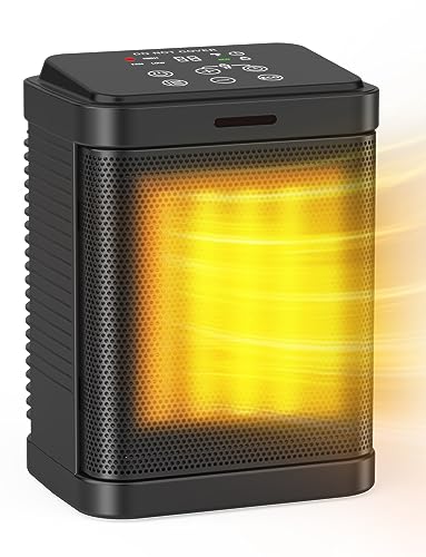 1500W Ceramic Space Heater, Digital Thermostat Indoor Heater, Black | 2S heat, ECO mode, 24H timer, 59-95F control, child lock, ETL tip-over and overheat safety - color: BLACK-R