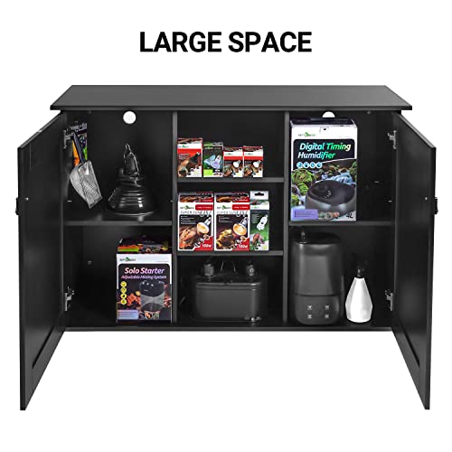 REPTI ZOO Reptile Aquarium Terrarium Wooden Stand and Cabinet with Adjustable Shelf for 48L x 18W inch Amphibian/Fish Sea Salt Water Tank Terrarium(Cabinet Only) - color: Terrarium Stand - Wood