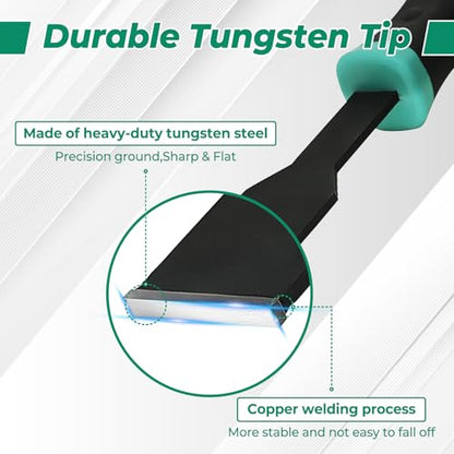 2PCS Carbide Scraper Set(1-1/4" & 5/8"),Super Gasket Scraper,Green | Durable Tungsten Tip,Comfatable Handle,for Remove Gaskets, Carbon and More from Varied Surfaces,for Metal and Automotive - size: 1x5/8" +1x1-1/4"
