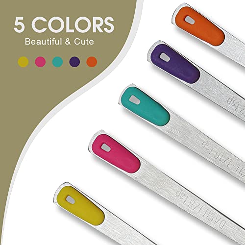 1Pack Small Measuring Spoon Set with Multi-Color Silicone Grip | Food-Grade Stainless Steel, High Precision, Dishwasher-Safe, Easy-Read Markings, Multi-Purpose, Lightweight & Durable - color: Mix-color