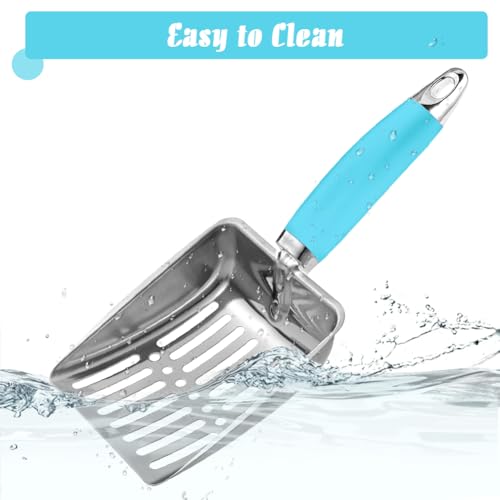 Cat Litter Scoop - Stainless Steel Metal Cat Litter Scoop-Sturdy Mesh Scooper - Mesh Shovel-Easy to Clean - Suitable for Cat Litter Box -Blue-Christmas - color: Blue, size: M