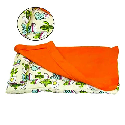 Dnoifne Reptile Sleeping Bag, Reptile Pets' Sleeping Bag Set with Pillow and Blanket, Hideout Habitat with Soft Warm for Bearded Dragon Leopard Gecko Lizard (Orange Blanket) - size: Orange Rectangle