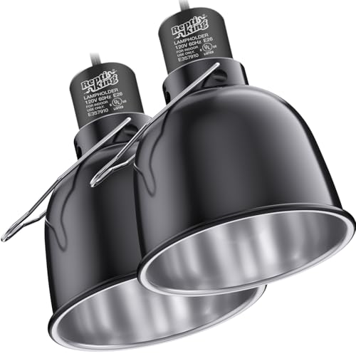 Reptile Light Fixture, 2-Pack 5.5'' Deep Dome for Reptile Light/Heat Lamp/UVB Light, Dual Heat Lamp Holder Fixtures - size: 5.5'' Deep Dome