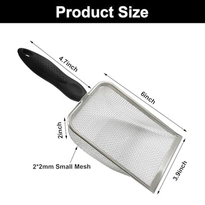 Murtenze Stainless Steel Cat Litter Scoop, Non-Stick Coated Metal Fine Sand Litter Scoop, Mesh Shovel for Reptile Kitten Pooper (Black, 2mm mesh) - color: Black
