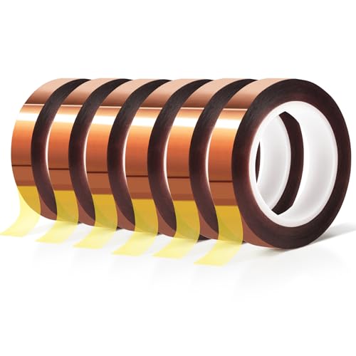 MEBMIK 6 Rolls 10mm x16m(52FT) Heat Tape High Temperature Heat Resistant Tape Heat Transfer Tape for Heat Sublimation Press Vinyl,No Residue
