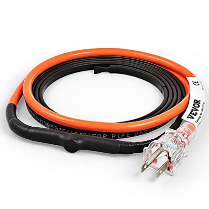 VEVOR Self-Regulating Pipe Heating Cable, 6-feet 5W/ft Heat Tape for Pipes Freeze Protection, Protects PVC Hose, Metal and Plastic Pipe from Freezing, 120V - size: 6 Feet