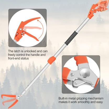 Snake Grabber Tool, 62” Professional Aluminum Alloy Telescopic Rattle Snake Tongs, Reptile Grabber Snake Catcher Wide Jaw Handling Tool with Lock