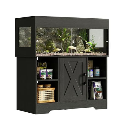 Herture 40 Gallon Reptile Terrarium Tank with Cabinet,Reptile Enclosure - color: Black, size: 40 Gallon