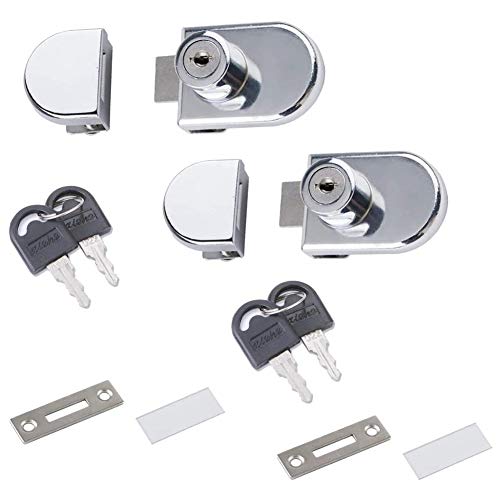 2 Pack Double Glass Cabinet Lock - Double Door Single Open Wine Cabinet Lock for Glass Thickness: 5-8mm / 0.2'' - 0.31'' Showcase Mall Display No Drill