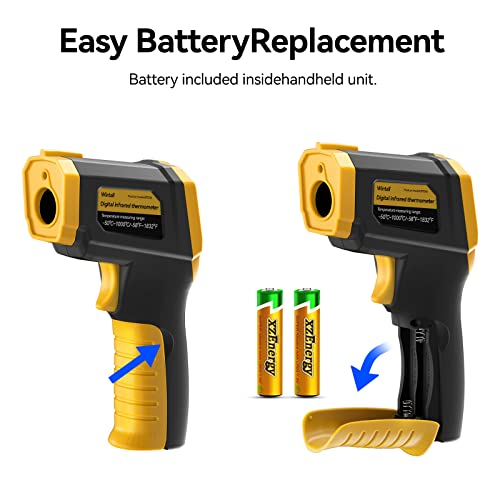 Infrared Thermometer Laser Temperature Gun -58°F ~1832°F(-50°C ~ 1000°C), Heat Gun for Cooking, Laser IR Surface Tool for Pizza Oven, Meat, Engine, with Adjustable Emissivity