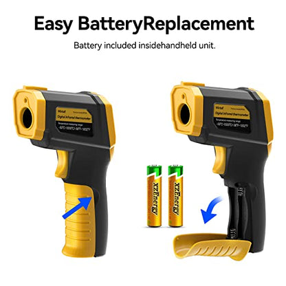 Infrared Thermometer Laser Temperature Gun -58°F ~1832°F(-50°C ~ 1000°C), Heat Gun for Cooking, Laser IR Surface Tool for Pizza Oven, Meat, Engine, with Adjustable Emissivity