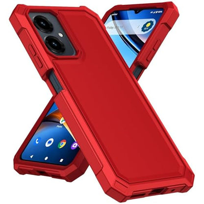 for Cricket Icon 2026 U656AC Slim Tough Hybrid Cover Phone Case + Extreme Band (Red) - color: Red
