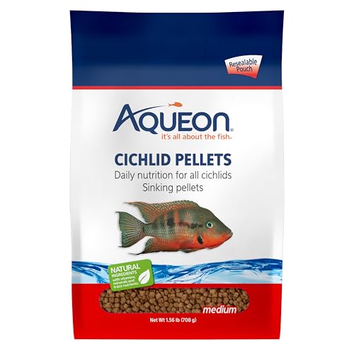 Aqueon Cichlid Slow Sinking Fish Food Pellets, Medium Size, 25 Ounce - size: 1.56 Pound (Pack of 1), style: Medium 25 Ounces