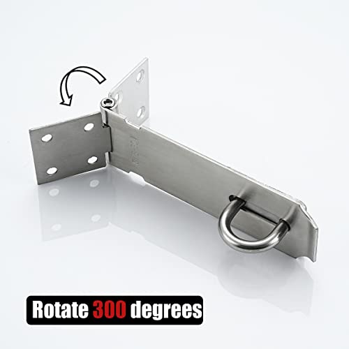 JQK Door Hasp Latch Lock, 5 Inch 304 Stainless Steel Safety Packlock Clasp Thickness 1.9 mm, Brushed Steel, DL130-BN - size: 5Inch-Brushed