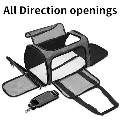 Soft-Sided Cat/Dog/Pet Carrier, Collapsible Pets Travel Carriers | for Big Cats/Small Dogs with Shoulder Strap & Removable Mat, Mesh Puppy Carry Bag,Up to 16 Lbs,TSA Airline Approved-Dark Grey - color: Dark Grey, size: 17"L x 11"W x 11"H