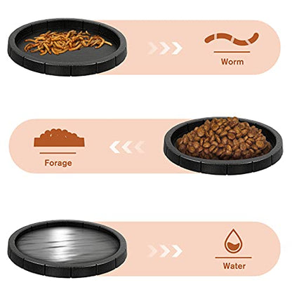 Totority Tortoise Feeding Bowls - 2-Pack Non-Slip Reptile Food Dishes with Smooth Edges, Plastic Pet Feeder for Turtles & Lizards Indoor/Outdoor Use