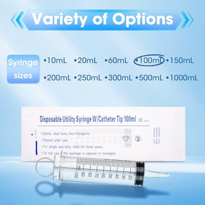 100ml Large Syringe for Thick Liquids, Individually Wrapped, 5 Pack | Plastic Syringe Without Needle for Scientific Labs, Measuring, Refilling - style: 100cc