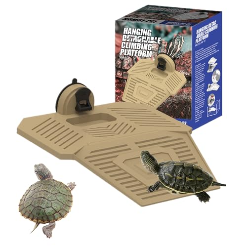 Turtle Resting Basking Platform, Removable Turtle Basking Platform Ramp, Tortoise Climbing Ladder Resting Terrace for Reptiles Amphibian Habitat Hideouts Aquarium Floating Dock (Brown, S) - color: Brown, size: S