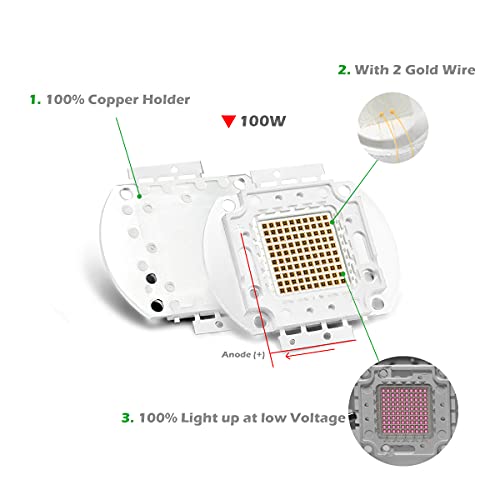 CHANZON High Power Led Chip 100W Infrared IR 940nm | (3000mA / DC 12V - 14V / 100 Watt) SMD COB Light Emitter Diode Components Night Vision Bulb Lamp Beads for DIY Lighting - color: O) Infrared Ir (940nm)