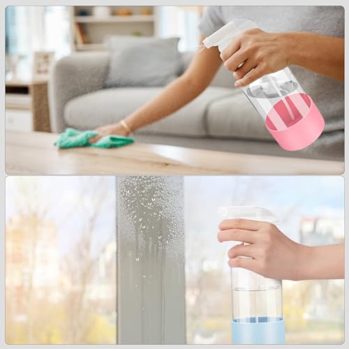 Worldgsb 2 Pack Glass Spray Bottles with Silicone Sleeve, 16 oz Empty Refillable Containers with Adjustable Spray Nozzles, Spray Bottles for Hair, Cleaning Solutions and Plants Blue&Pink - color: Blue&Pink