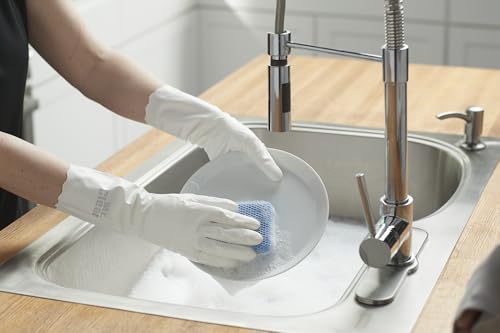 Mr. Clean Bliss Cleaning Gloves Premium Reusable Vinyl Latex-Free Gloves with Non-Slip Grip, Large - size: Large (Pack of 2)