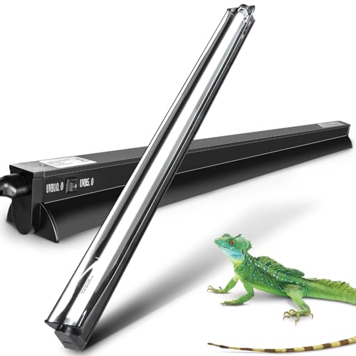 Switchable UVB Light for Reptiles, 39W T5 UVB Light Combo Kit for Tropical 5.0 & Desert 10.0, 34" Terrarium Hood Lamp Fixture with UVB 10.0 Bulb for Bearded Dragon Gecko Snake Lizard Turtle - size: 39W-34IN