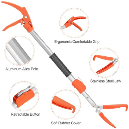 Snake Grabber Tool, 60” Professional Aluminum Alloy Telescopic Rattle Snake Tongs, Reptile Grabber Snake Catcher Wide Jaw Handling Tool with Lock - size: 65 inch