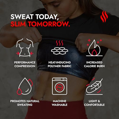 Sweat Shaper Women's Athletic Tee, Short Sleeve High-Performance Compression T-Shirt, Performance Baselayer Workout Shirt - size: Large