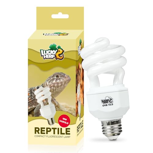 LUCKY HERP UVA UVB Reptile Light 10.0, Desert UVB 150 Compact Fluorescent Lamp, UVB Light for Reptiles 15W, UVA UVB Reptile Light Bulb, UVB Bulb for Reptiles Bearded Dragons Lizards Tortoises Snakes - style: UVB10.0 15W