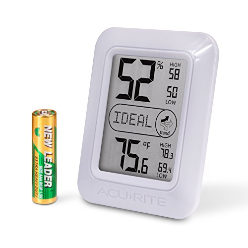AcuRite Indoor Digital Thermometer & Hygrometer with Temperature and Humidity Gauge and Comfort Levels (01131M) , White