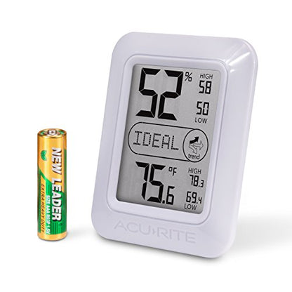 AcuRite Indoor Digital Thermometer & Hygrometer with Temperature and Humidity Gauge and Comfort Levels (01131M) , White